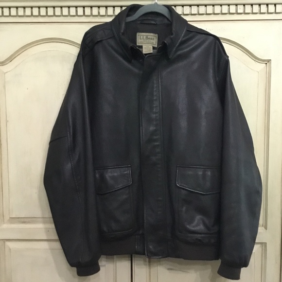 L.L. Bean Men’s Brown Goatskin Leather Classic Flight Bomber Jacket Size LT - Picture 2 of 11